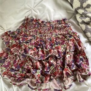 Pink Flowery High Waisted Skirt
